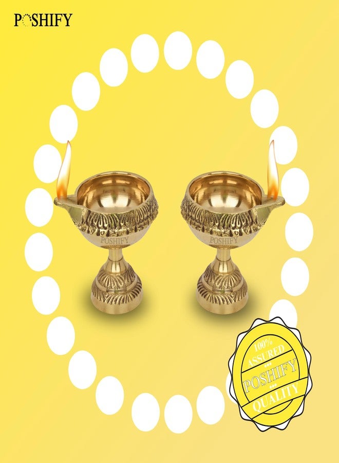 POSHIFY Kuber Brass Diya (Pack of 2) - Handcrafted Traditional Indian Oil Lamp for Puja, Home Decor, and Festival Celebrations - Image 5